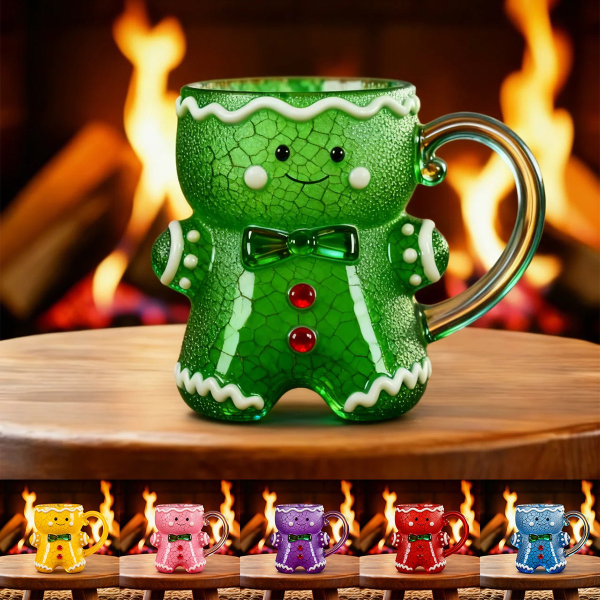 Gingerbread Man Colored Glass Cup
