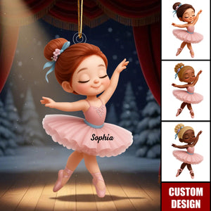 Personalized Little Girl Balletina Dance Christmas Ornament