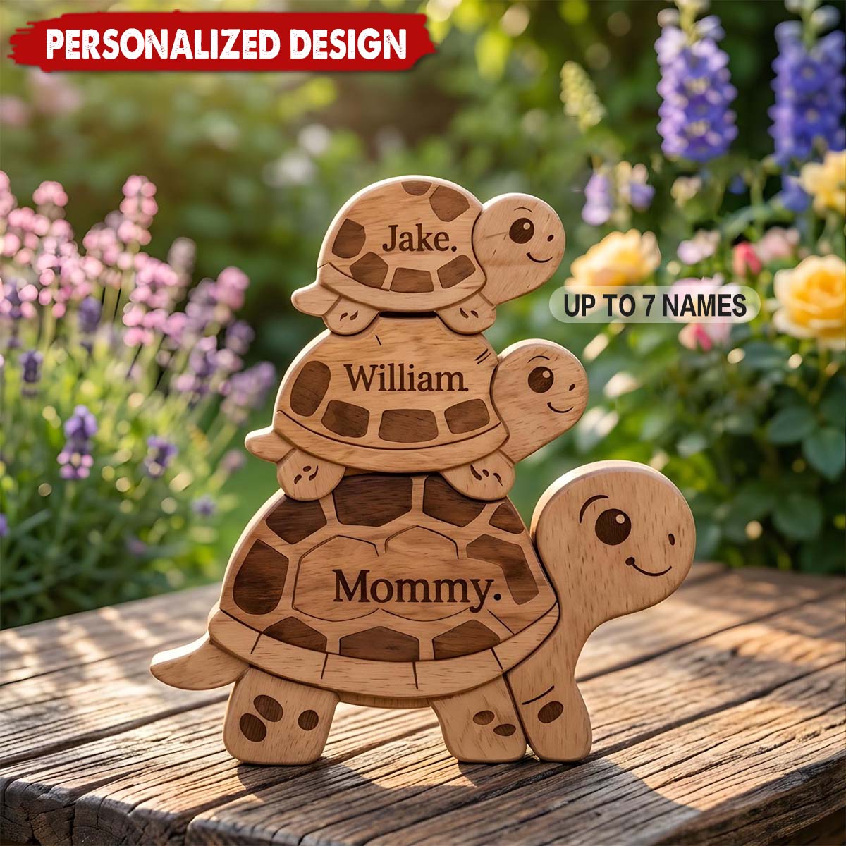 Personalized Wooden Turtle Puzzle