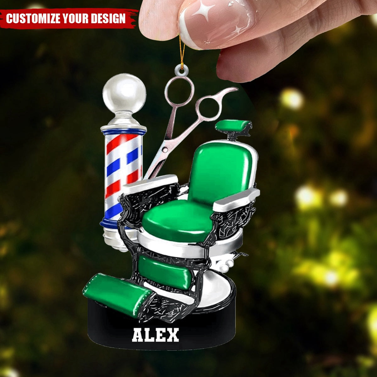Personalized  Barber Chair Christmas Ornament - Gift For Barber