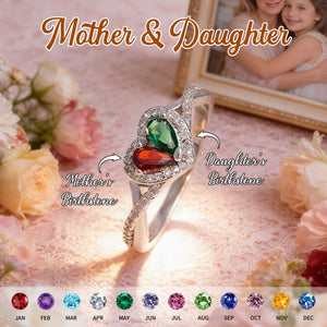Personalized Mother Daughter Birthstone Ring-Mother's Day Gifts