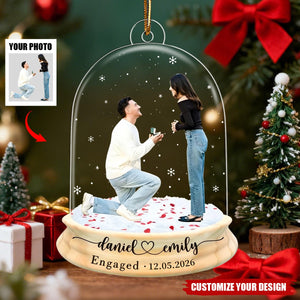 Personalized Proposal Photo Engagement Ornament, Wedding Decor Gift For Couple