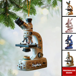Personalized Microscope Christmas Ornament Gift For Lab Lovers