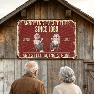 Custom Home Decor Metal Sign - Personalized Anniversary Wedding Gifts For Husband And Wife - Still Going Strong Humor
