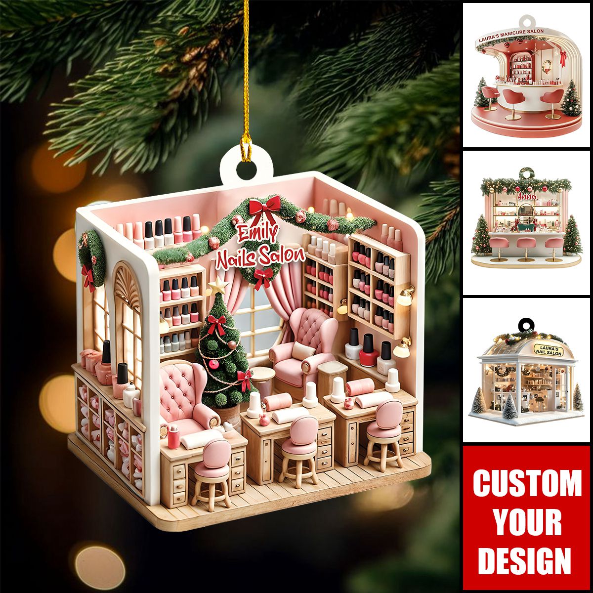 Personalized Nail Salon Christmas Ornament - 2024 New Release Nail Spa Ornament