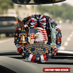 Personalized US 250th Anniversary Patriot Car Ornament