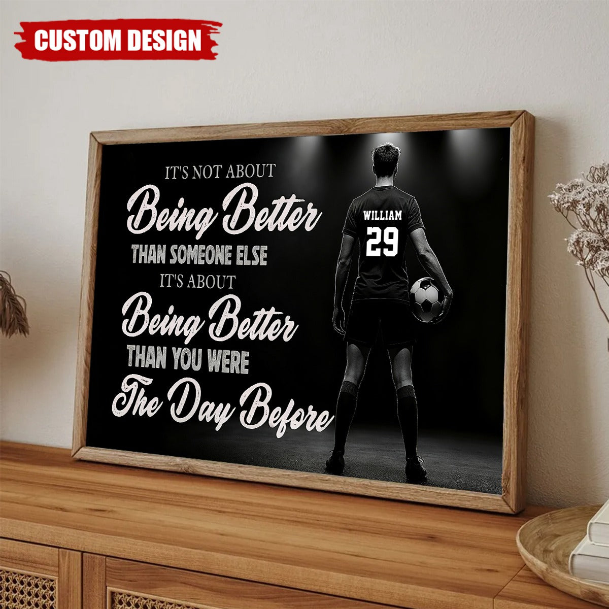 Motivational Soccer Girl Canvas Painting, It's About Being Better Wall Art Decor, Poster Gift For Soccer Lovers