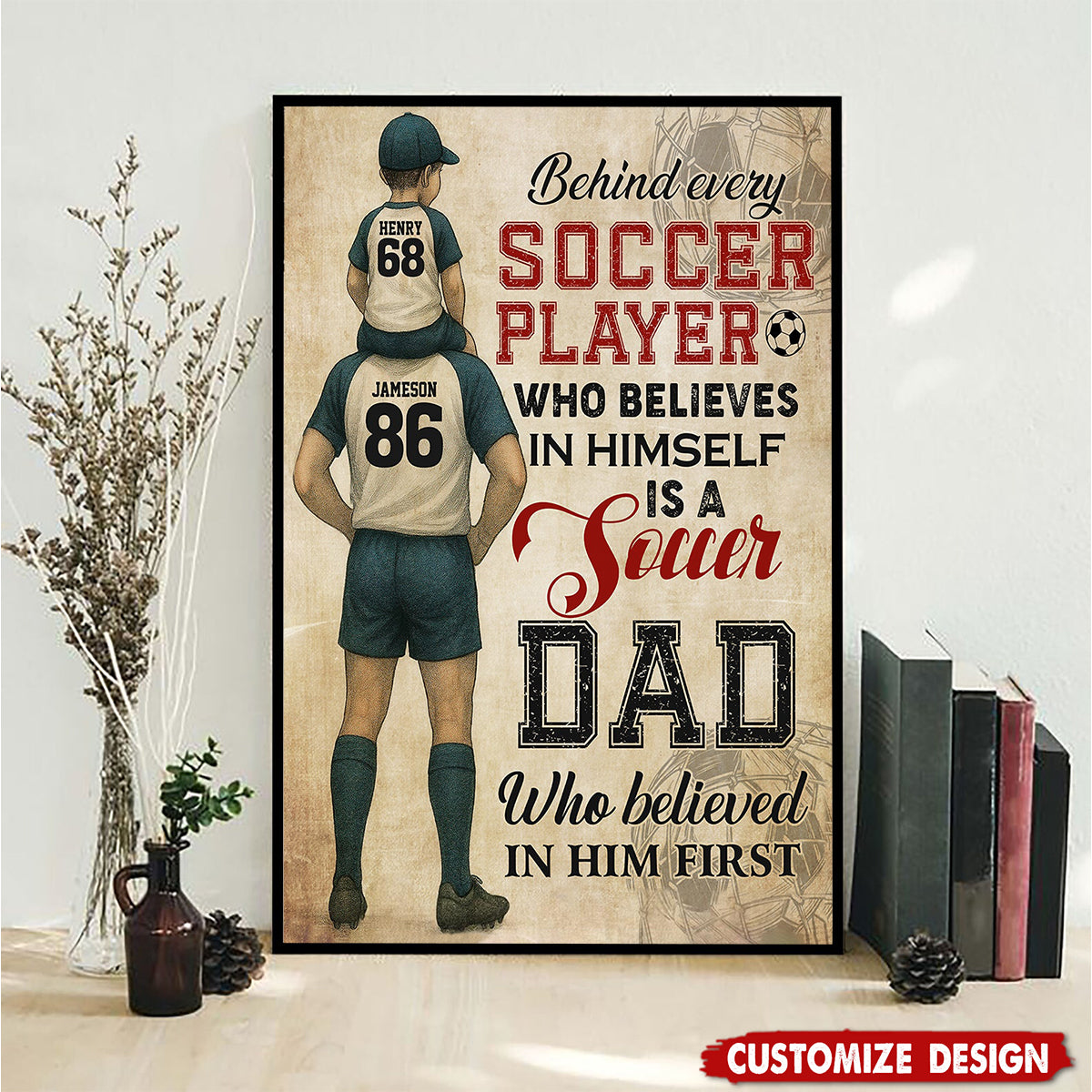 Personalized Soccer Dad Son Poster - Birthday,Father's Day Gift For Soccer Lovers, Soccer Players