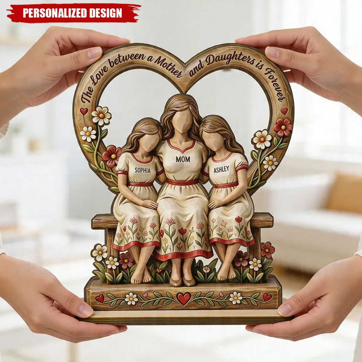 Rooted in Love Mother Daughters-Personalized Wooden Plaque-Gift For Mom