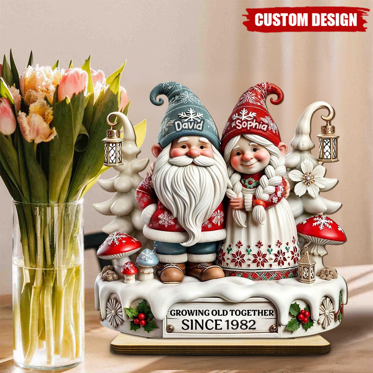 3D Effect Couple Together Personalized Standing Wooden Plaque, Heartfelt Gift For Couple, For Him, For Her, Husband, Wife