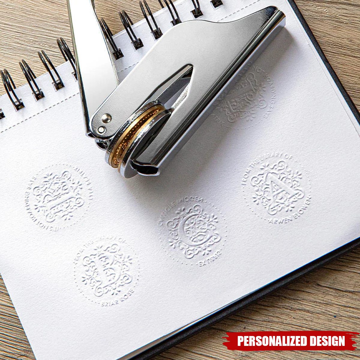 Personalized Gothic Monogram Hand Held Embosser Envelope Stamp