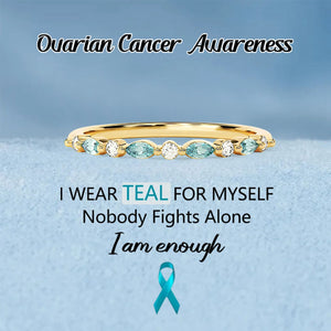 Ovarian Cancer Awareness-Cyan Diamond Thin Ring