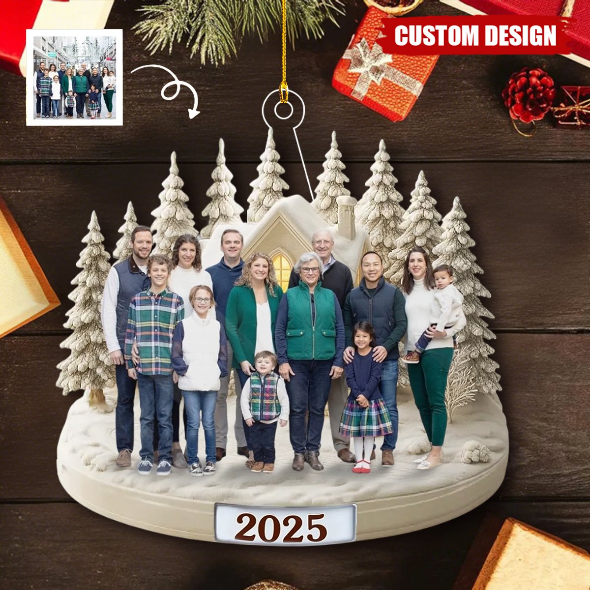 Personalized Upload Family Photo Acrylic Christmas Ornament