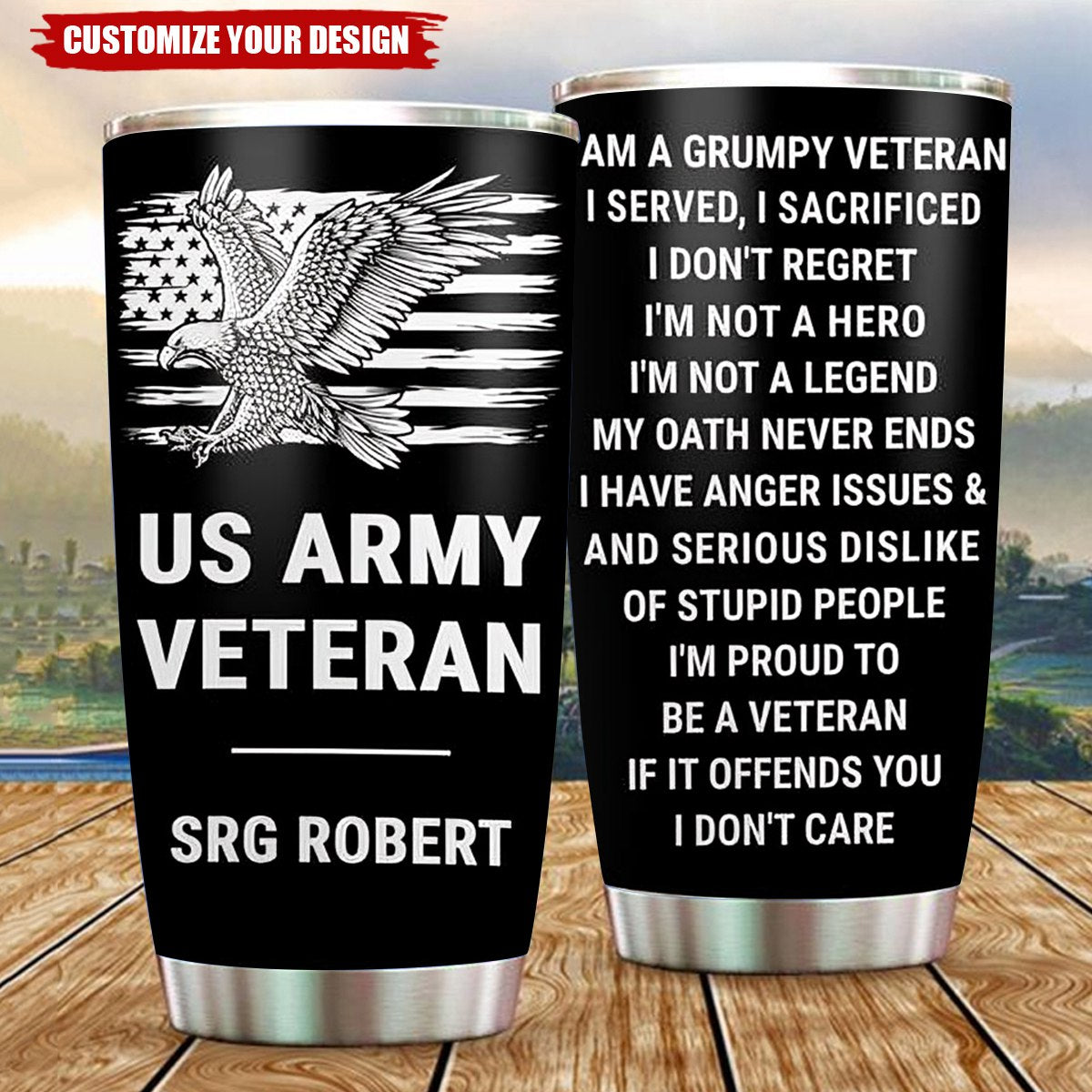 Personalized Tumbler for Veteran - I'm a Grumpy Veteran