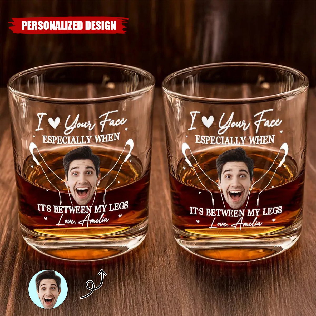 Love Your Face - Personalized Whiskey Glass-Gift For Couple