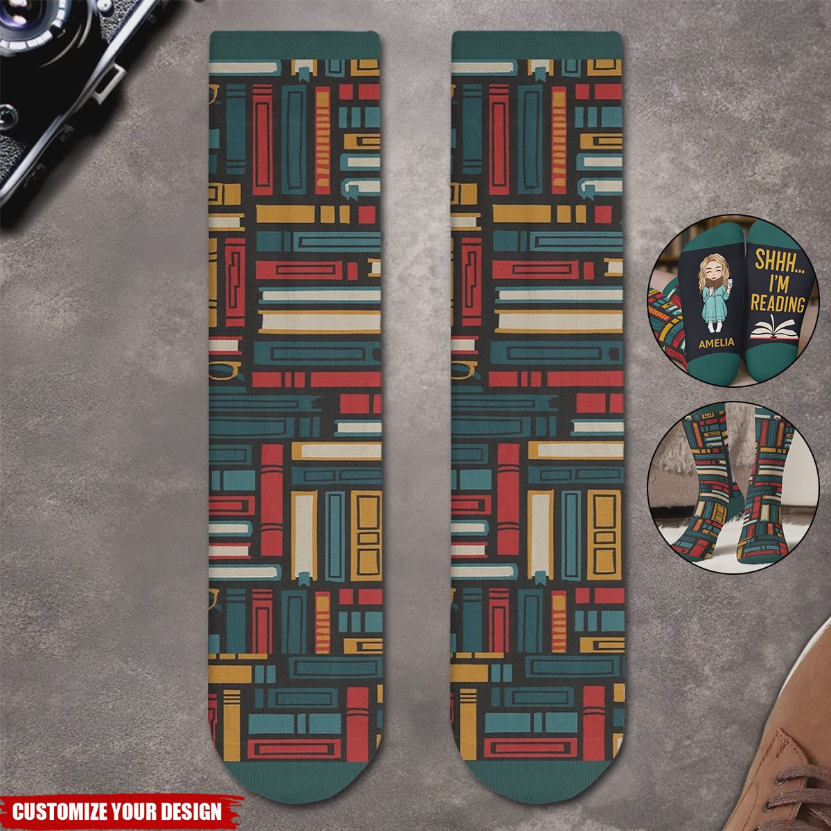 Custom Crew Socks - Personalized Bookish Gifts For Book Lovers, Bookworms, Readers - Keeping Up With My Reading Game
