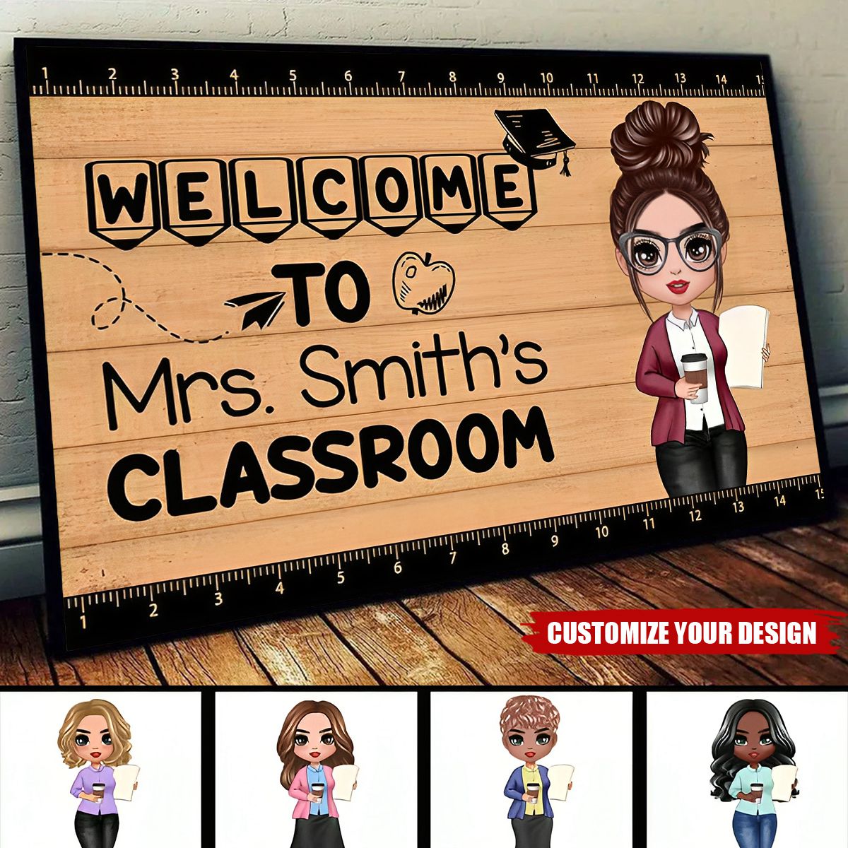 Welcome To Teacher Classroom Personalized Horizontal Poster - Back To School, 1st Day of School - Custom Gift For Teachers & Educators, Classroom Decoration