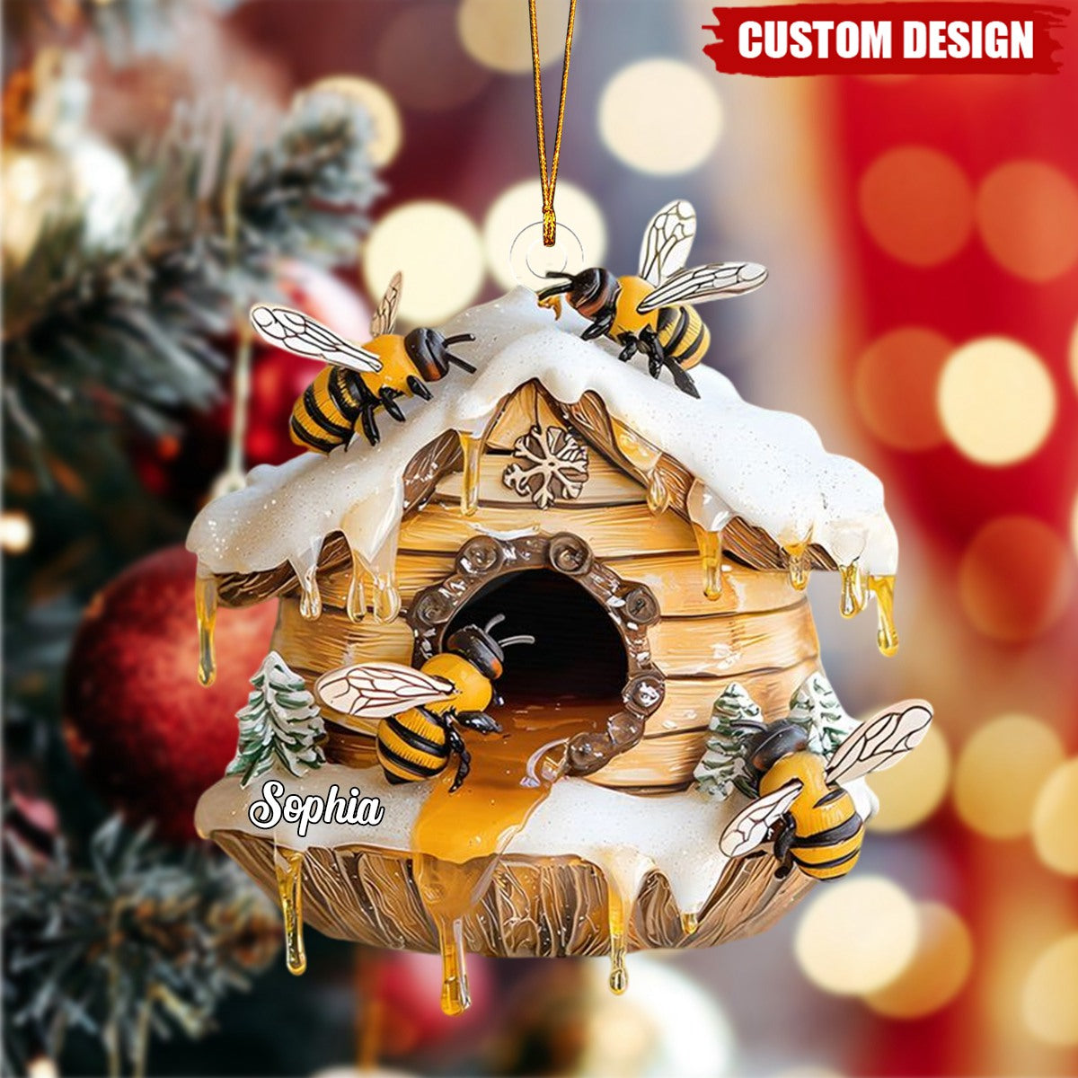 Bee Merry Personalized Name Shaped Ornament, Perfect Gift For Bee Keepers