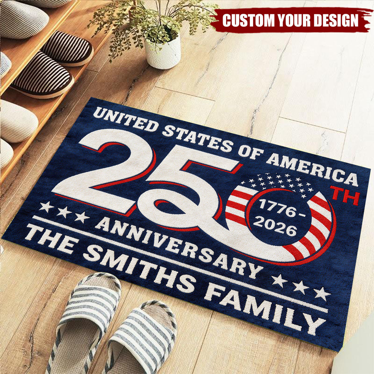 Personalized America 250th Anniversary Doormat