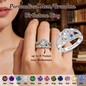 Personalized Birthstone Rings With 1-8 Birthstones-Gifts for Mother Grandma
