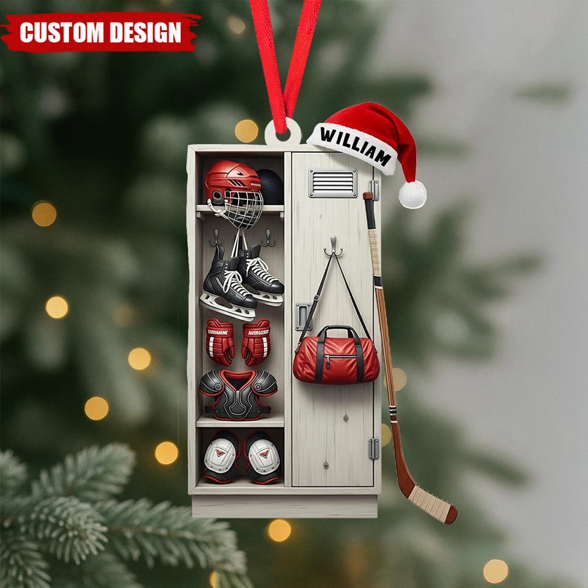 Personalized Hockey Closet Ornament, Flat 2D Ornament, Gift For Colleagues, Gift For Hockey Lover, Christmas Tree Hanging Decor