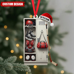 Personalized Hockey Closet Ornament, Flat 2D Ornament, Gift For Colleagues, Gift For Hockey Lover, Christmas Tree Hanging Decor