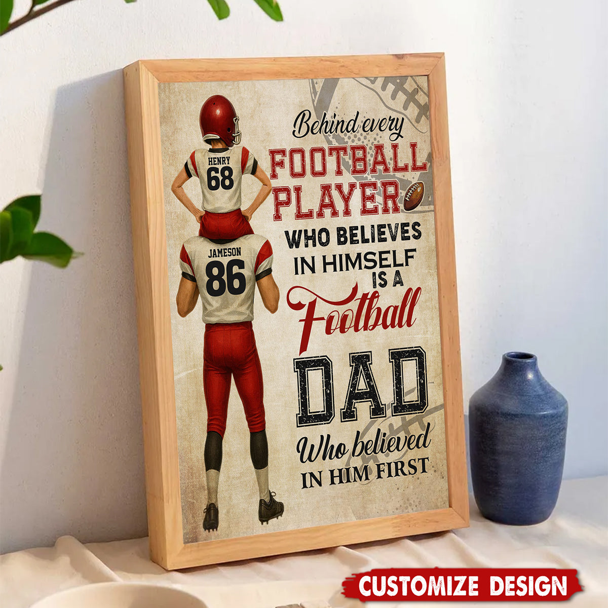 Personalized American Football Dad Son Poster - Birthday,Father's Day Gift For American Football Lovers