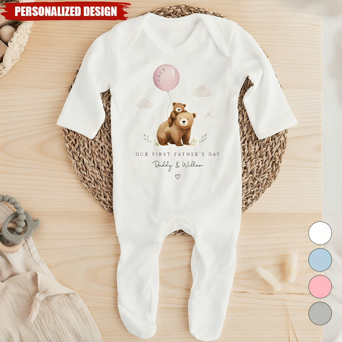 First Fathers Day-Personalized Baby Onesie And Sleepsuit