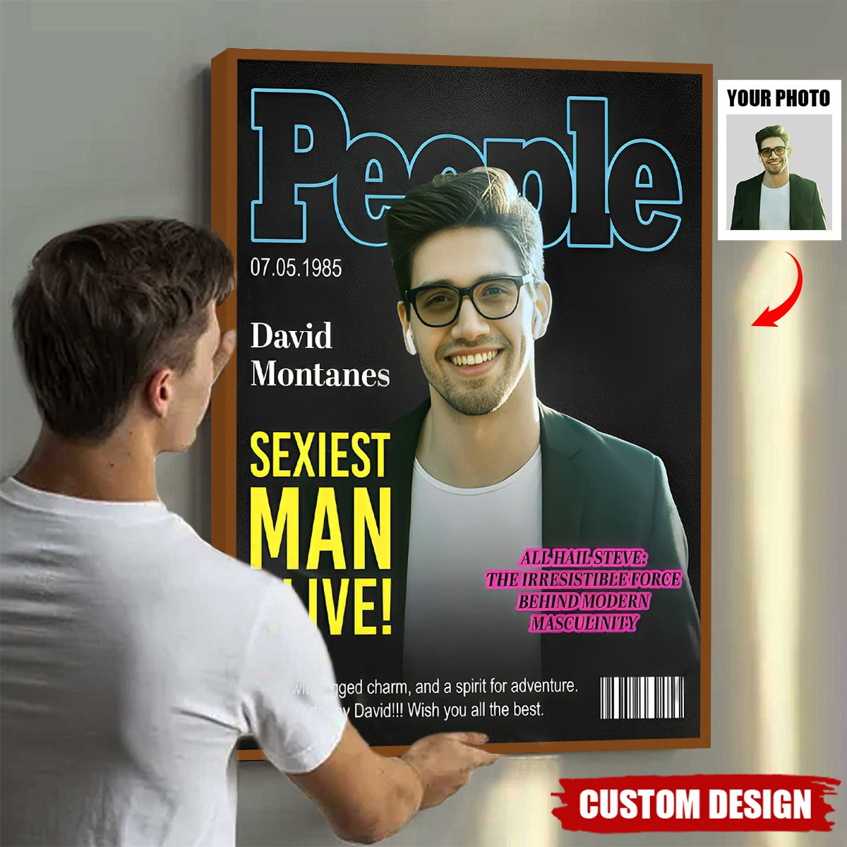 People Magazine Cover Gift, Sexiest Man Alive Gift, Custom Man Photo Canvas, Gift for Boyfriend, Husband, Birthday Gift, Gift For Him