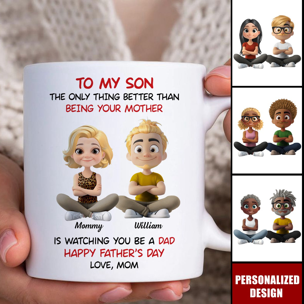 To My Son Cartoonize-Personalized Coffee Mug