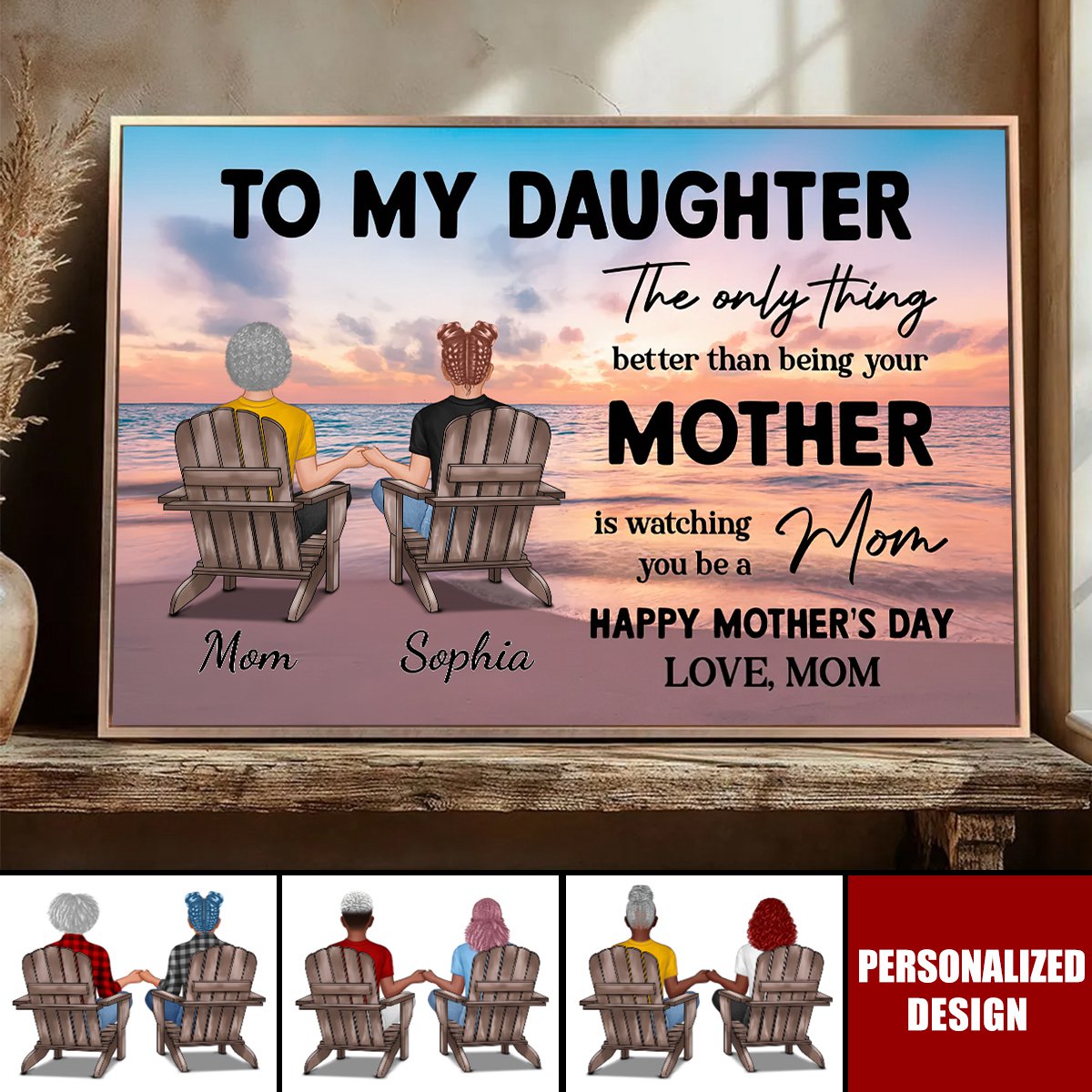 Beach Landscape To My Daughter From Mom-Personalized Poster-Mother's Day Gift