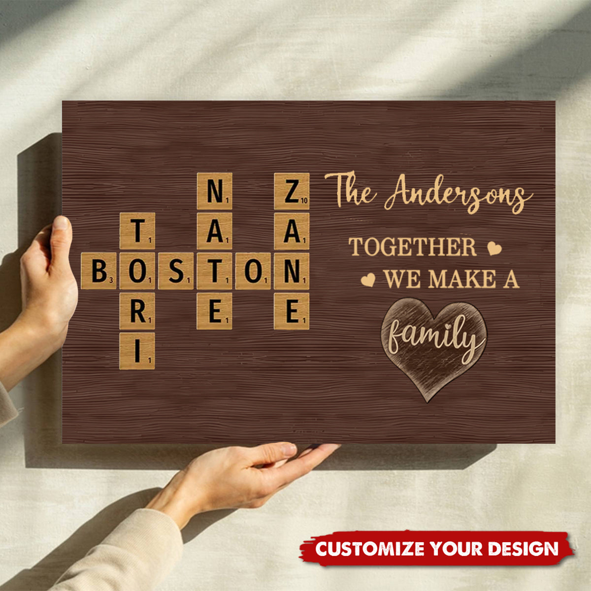 Family Whole Lot Of Love Crossword Puzzle Art - Personalized Horizontal Poster - Gift For Family Members, Mom and Dad