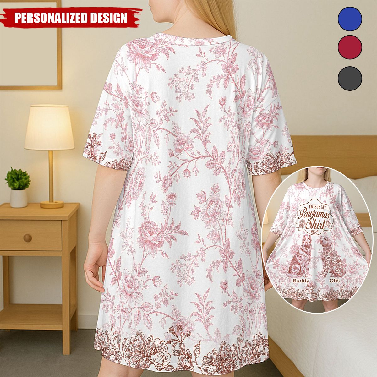 My Pawjamas Dog Custom Breeds Toile De Jouy Style-Personalized Sleep Tee