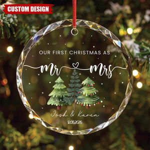 Our First Christmas As Mr & Mrs - Personalized Glass Ornament - Gift for Newlywed, Gift for Couple