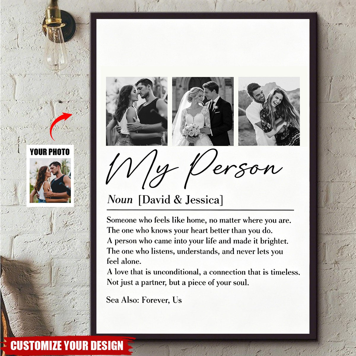 Personalized "My Person" Custom Couple Photo Canvas Poster
