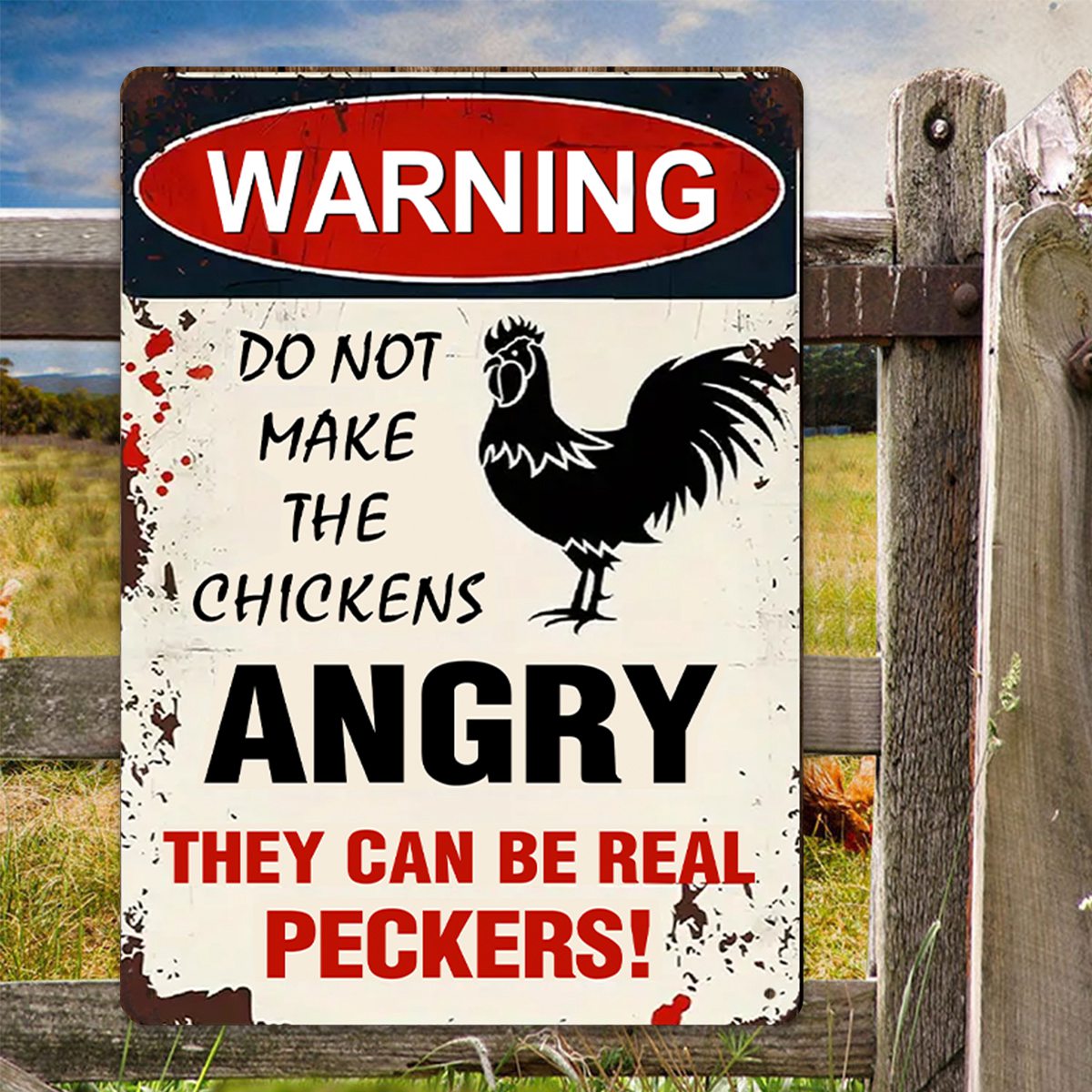 Vintage Funny Warning Chicken Decorations Farm Home Restaurant Garage Outdoor Indoor Wall Decor