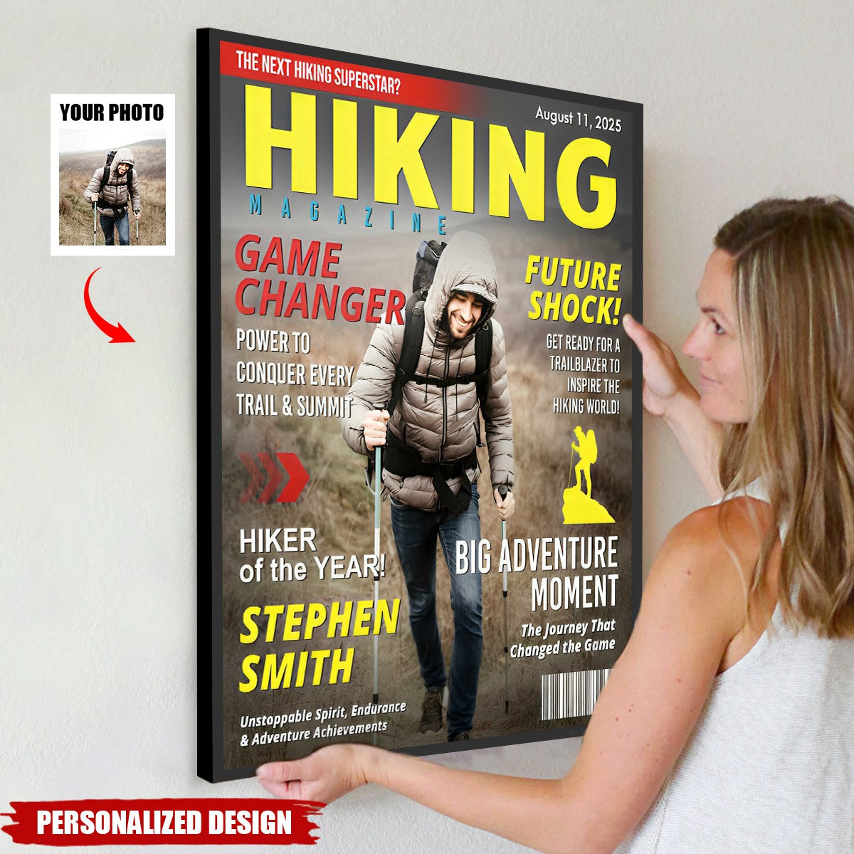Custom Hiking Magazine Cover Poster, Gift For Hiking Lover