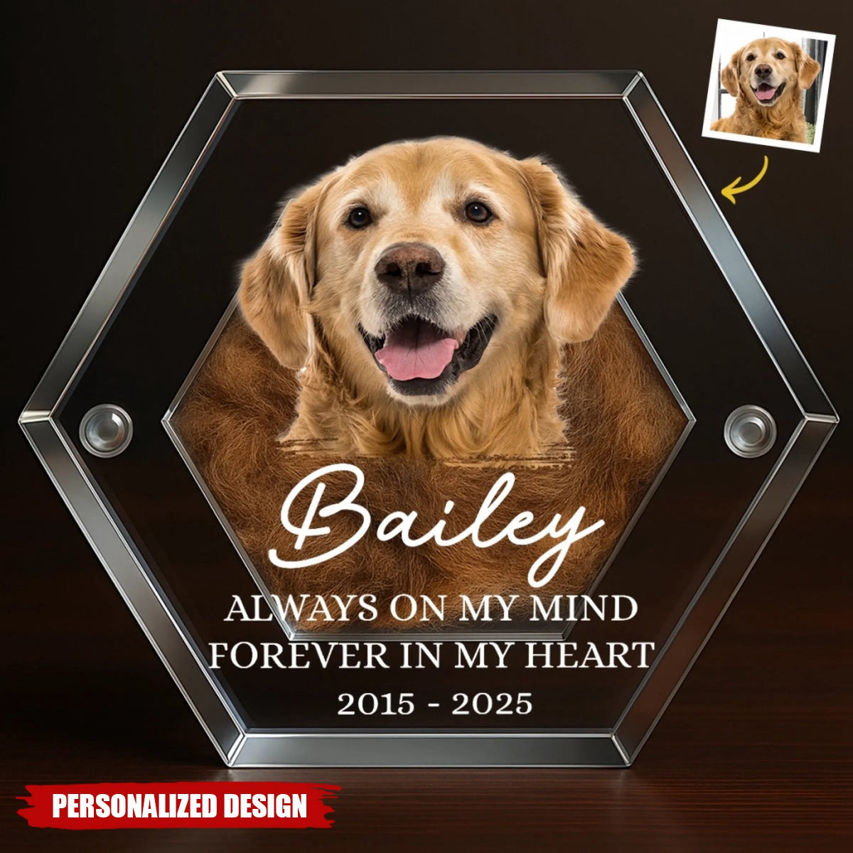 Custom Photo Pet Fur Keepsake-Gifts For Dogs, Cats-Always In My Heart