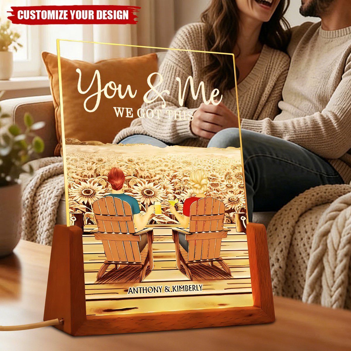 Back Couple Together You And Me We Got This - Personalized Night Light