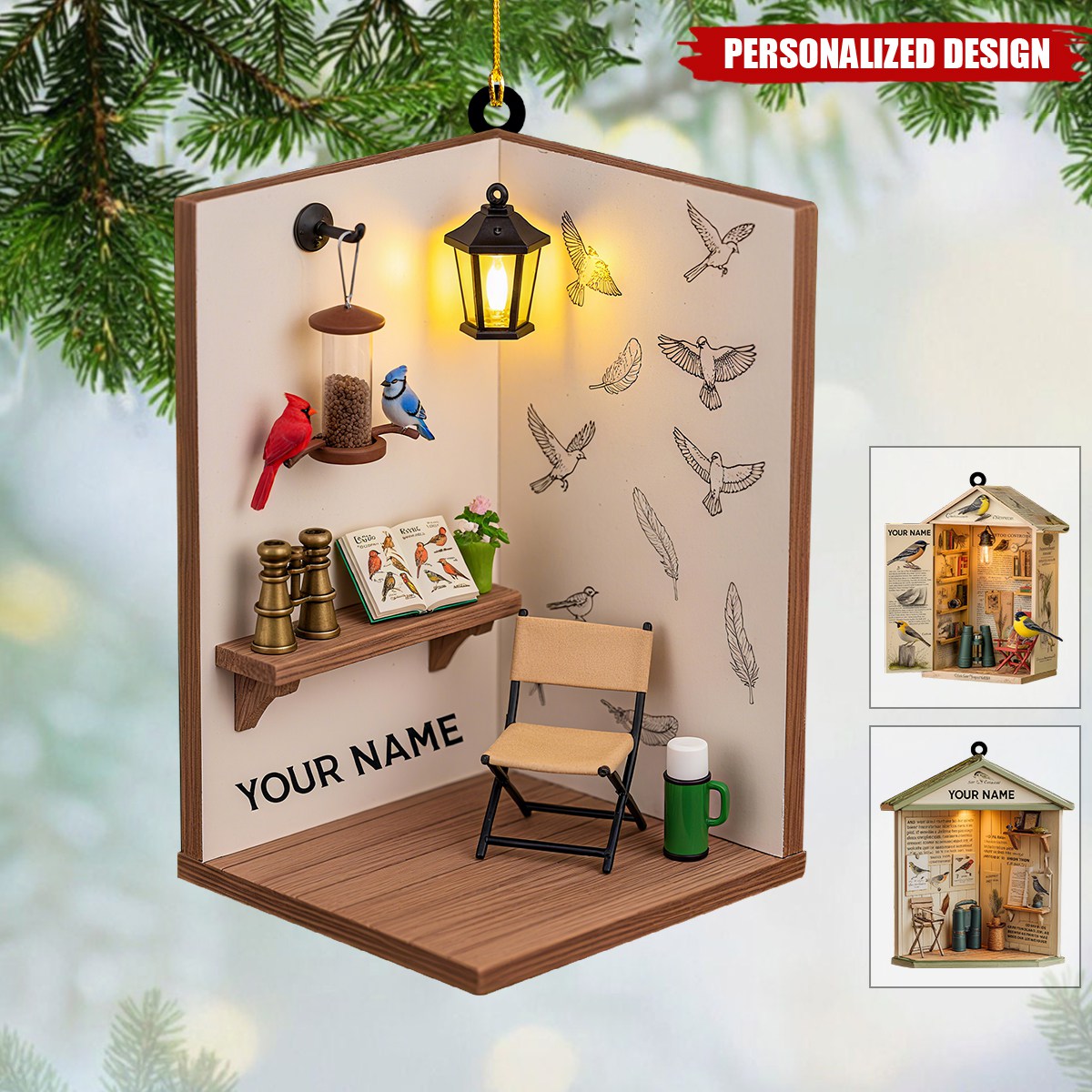 Personalized Birdwatcher Christmas Ornament-Nature Holiday Keepsake