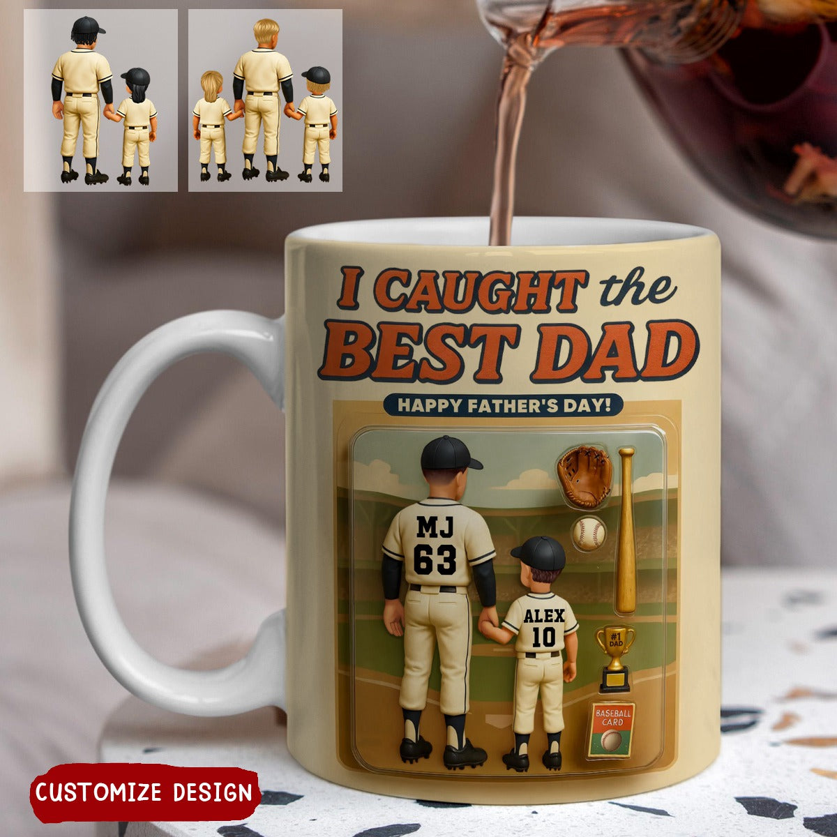 We Caught the Best Dad Baseball Personalized Mug, Father's Day Gift for Dad