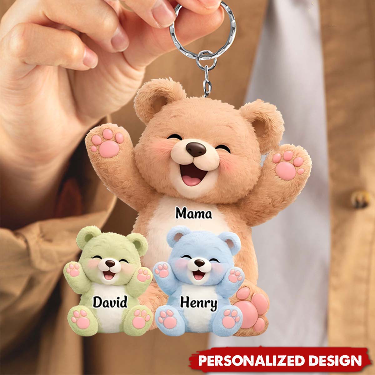 Personalized Love You Lots Mama Bear Keychain