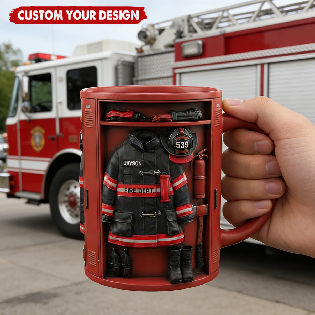 Firefighter Locker Mug - Personalized Gifts For Firefighter