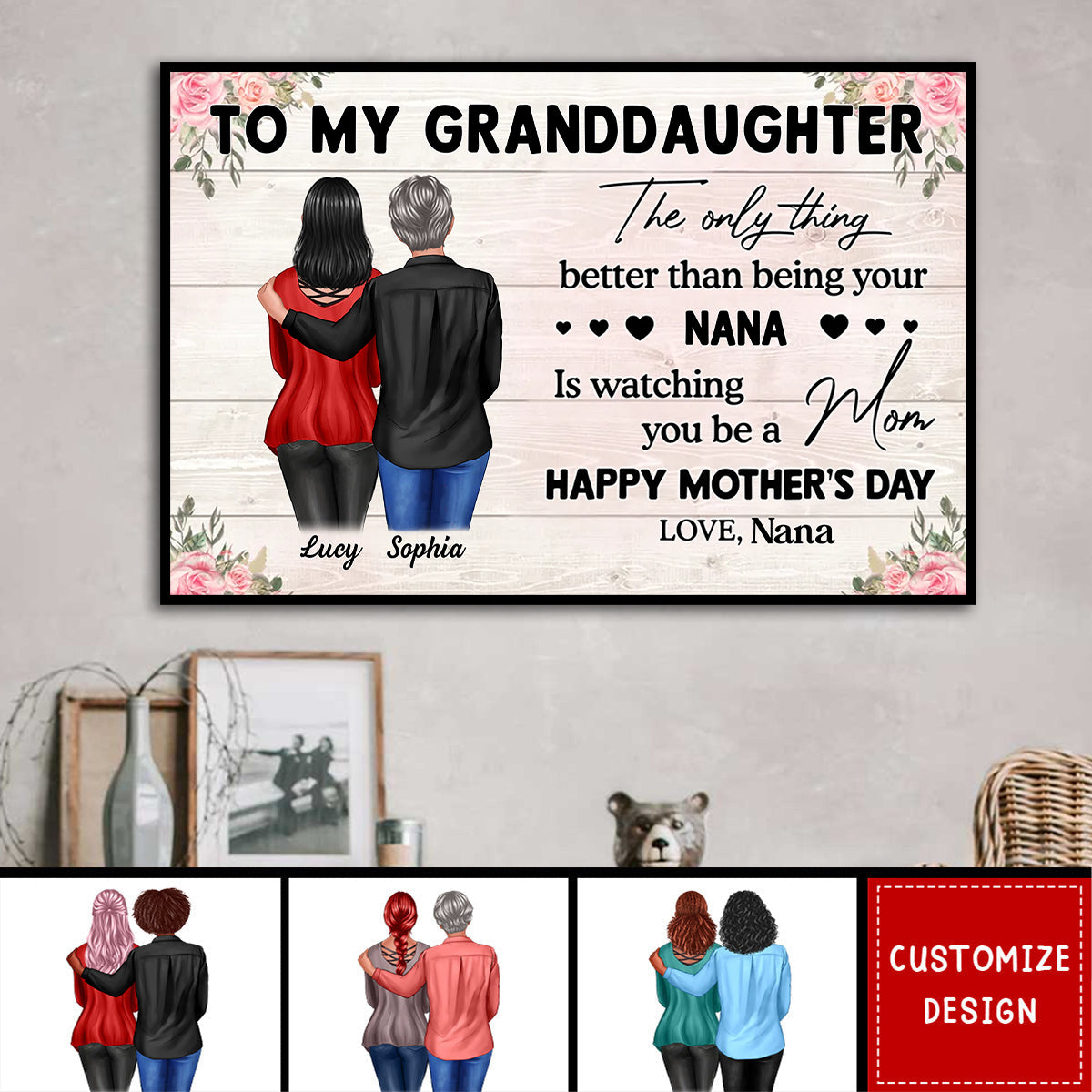 To My Granddaughter From Grandma Happy Mother's Day Personalized Poster-Gift For Mother's Day