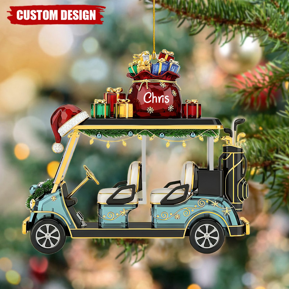 Golf Cart Ornament - Personalized Gifts For Golf Lovers