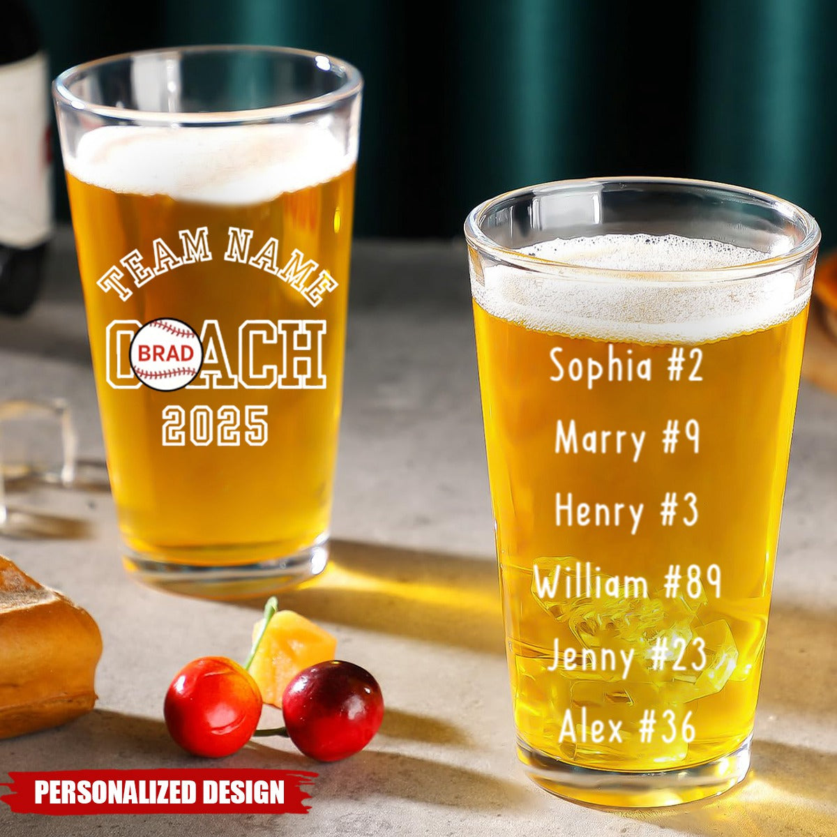 Baseball Coach-Personalized Beer Glass-Baseball Coach gift
