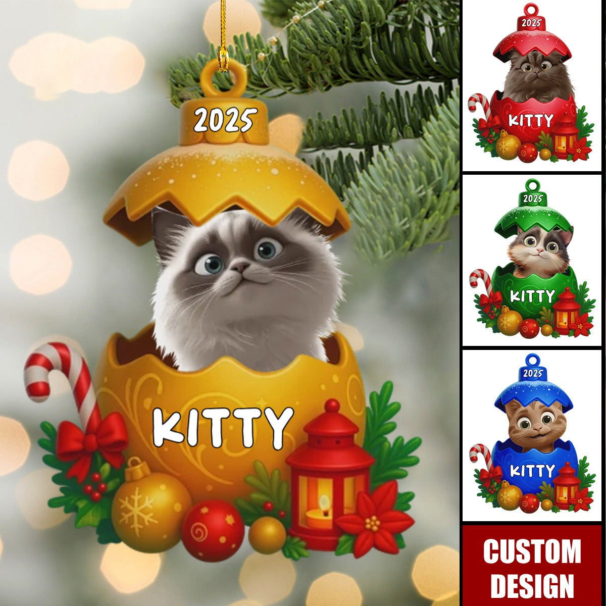 Custom Acrylic Ornament - Personalized Christmas Birthday Gifts For Cat Lovers, Cat Owners