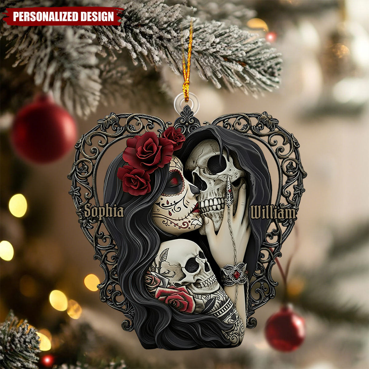 This Is Us-Personalized Skull Christmas Ornament-Gift For Couple