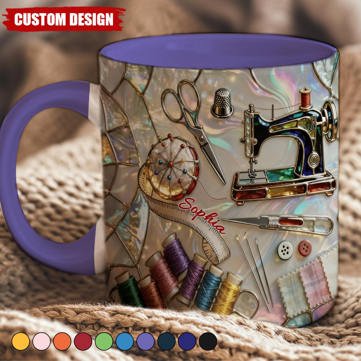 Personalized Sewing Accent Mug -Gift For Sewing Lover