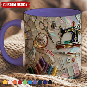 Personalized Sewing Accent Mug -Gift For Sewing Lover